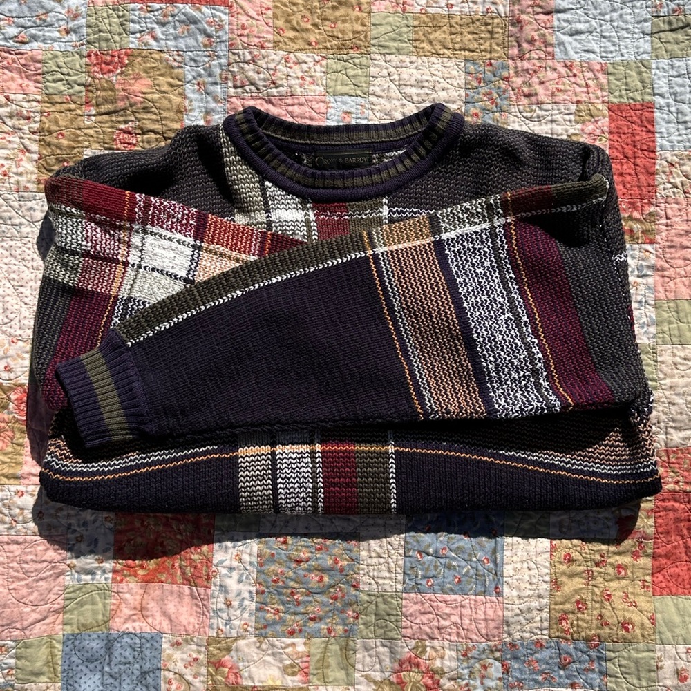Craft and Barrow Plaid vintage Grandpa style sweater